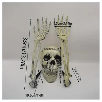 Set di 3 decorazioni Halloween con teschio e braccia scheletro RH26562
