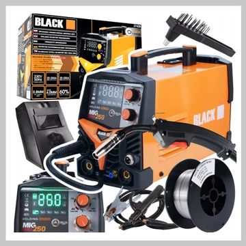 BLACK Saldatrice MIG/MMA250A con Gas e Pannello Retroilluminato – Mod. 37428