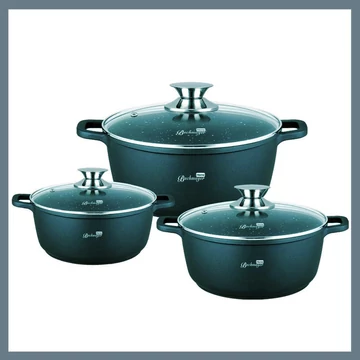 Set di Pentole Bachmayer 3 Pezzi con Rivestimento Effetto Marmo – Verde – BM-7873