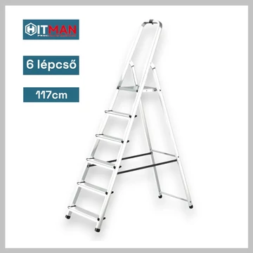 Scala Monofacciale in Alluminio Hitman, Altezza 117 cm, 6 Gradini, Portata 125 kg – HT-NIL-6484