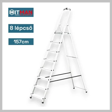 Scala Monofacciale in Alluminio Hitman, Altezza 157 cm, 8 Gradini, Portata 125 kg – HT-NIL-6486