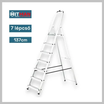 Scala Monofacciale in Alluminio Hitman, Altezza 137 cm, 7 Gradini, Portata 125 kg – HT-NIL-6485