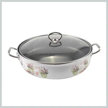 Perfect Home Padella smaltata Lavanda 26 cm + coperchio in vetro 14225