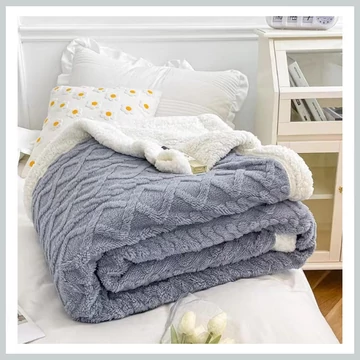 Sherpa di alta qualità e spessa felpa in colore grigio chiaro 150x200 SSK5