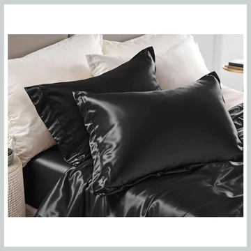 Fodera per cuscino, nero lucido, 2 pezzi 60 x 70 8720578109135