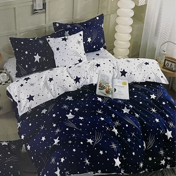 Copriletto 7 pezzi con stelle, marrone e bianco AB107-2