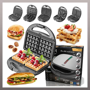 Griglia multifunzione 5 in 1 con piastra per waffle – 1200 W – AD 3040