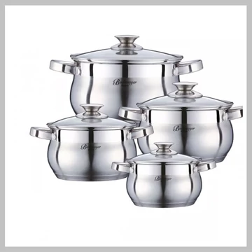 Set di pentole in acciaio inossidabile Bachmayer da 8 pezzi BM-283