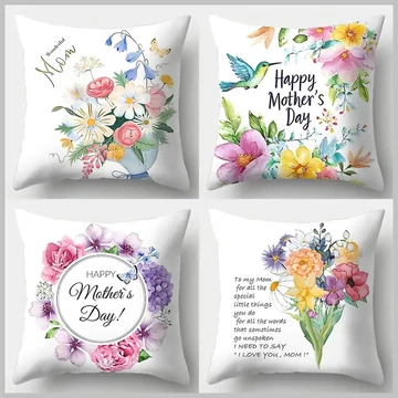 Cuscino decorativo per la festa della mamma, 4 pezzi con cerniera, 45 x 45 cm DM1195322
