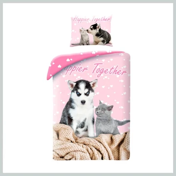 Kitten, Dog Happier Together Copriletto 140×200 HAX600878