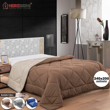 Herzberg coperta in microfibra bicolore marrone - 240x200cm HG-2420BCO-BRN