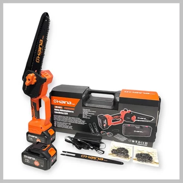 Haina HM-6822 Motosega Mini a Batteria – 8" con Lubrificazione Automatica, 2 Batterie 62V