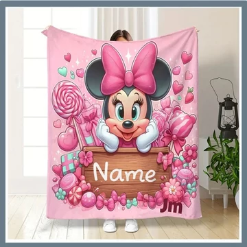 Coperta con motivo Minnie Mouse - personalizzabile con nome 130 × 150 cm JL1307671