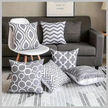 6 pezzi di moderne fodere decorative per cuscini in tela 50 x 50 cm KB1131805-2