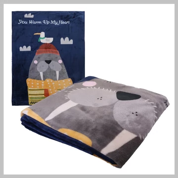 Coperta di peluche con motivo di orso marino KOC02