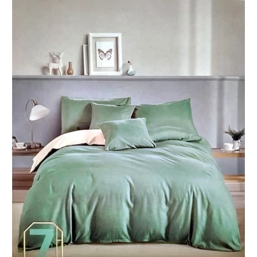 LUNA Set di biancheria da letto monocolore 7 pezzi - verde