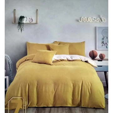 LUNA Set di biancheria da letto monocolore 7 pezzi - senape