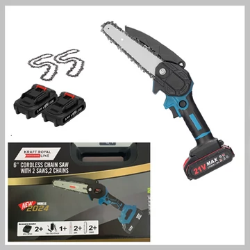 Motosega a batteria KraftRoyal MT28 – Lama da 15 cm con 2 batterie