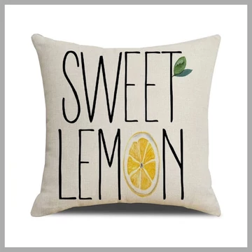 Fodera per cuscino 45 x 45 cm, con scritta SWEET LEMON POD163
