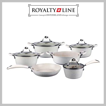 Royalty Line Set di piatti da 10 pezzi con coperchio in vetro, finitura marmo RL-5010CRM