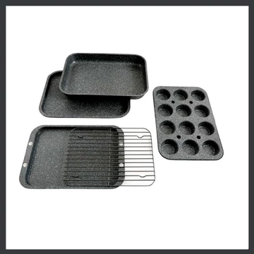 Set da forno 5 pezzi Royalty line con rivestimento antiaderente in marmo, set di teglie - RL-5RB