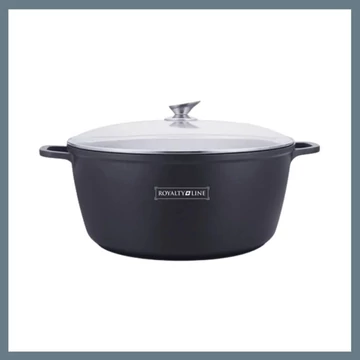 Pentola Royalty Line con coperchio in vetro e finitura in marmo RL-BS36M