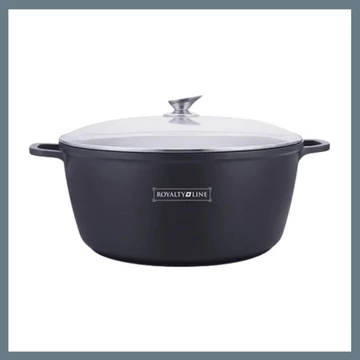 Pentola Royalty Line con coperchio in vetro e finitura in marmo RL-BS40M