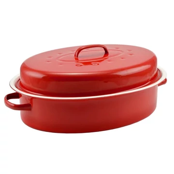 Perfect Home Forno smaltato 42*32cm Rosso-Bianco 10380