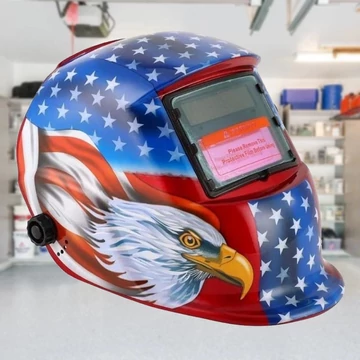 Haina HB-6880 Maschera per Saldatura Automatica Auto-Oscurante – Motivo Bandiera Americana con Aquila