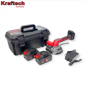 Vibratore per piastrelle a batteria KrafTech, disco da 125 mm, 42V con 2 batterie KT/TIL-48xPro