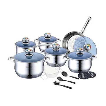 Set di pentole in acciaio inox Royalty Line 18 pezzi – Modello RL-1801BM