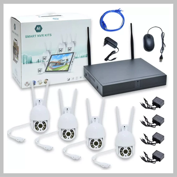 Sistema di videosorveglianza con 4 telecamere – 4.0 MP, IP66, visione notturna a colori, audio bidirezionale
