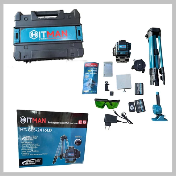 Livella laser verde 4D HITMAN 16V con treppiede | HT-GLS-2416LD