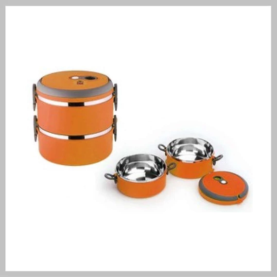 Portapranzo termico a 2 scomparti in acciaio inox 2 × 0,5L – arancione | Victor V-FH082N