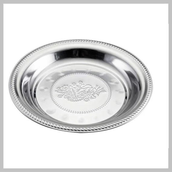 Vassoio rotondo in acciaio inox con motivo Thai-flower 25 cm | Victor V144-25
