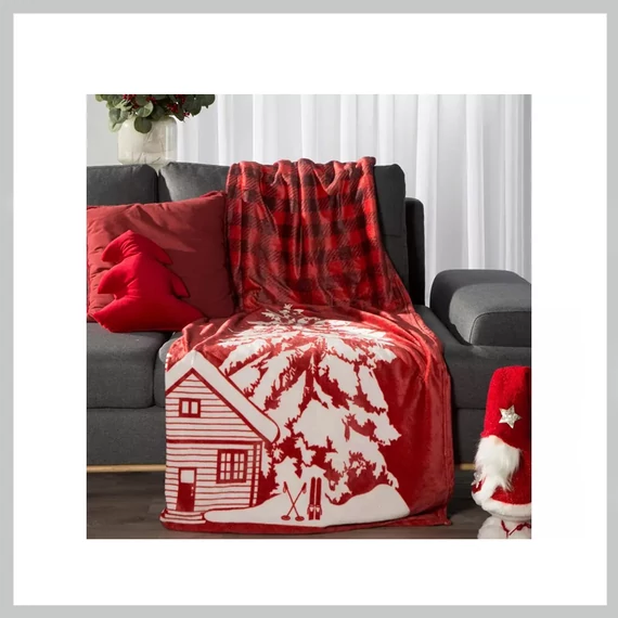 Coperta natalizia Rudolf in cotone e acrilico rossa 150x200 cm – HS431138