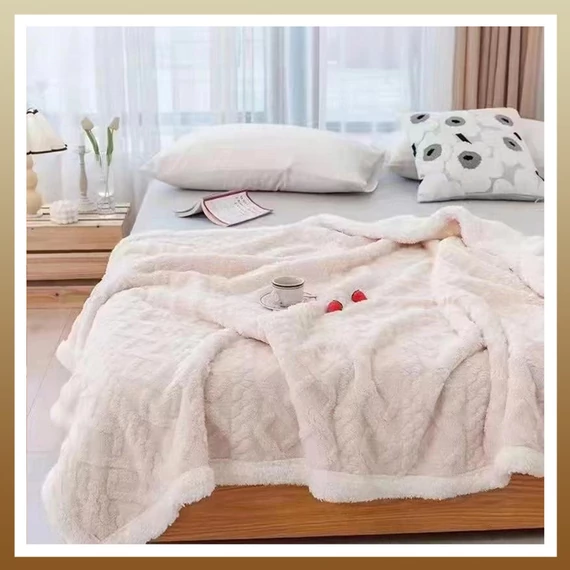 Coperta Sherpa di alta qualità, colore bianco, 200x240 cm – spled2