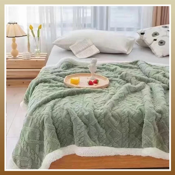 Coperta Sherpa di alta qualità, colore verde, 200x240 cm – spled5