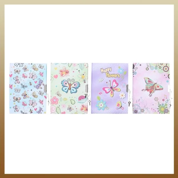 Diario dei ricordi con lucchetto – Motivo farfalla – 13 x 18 cm (cod. 026464)