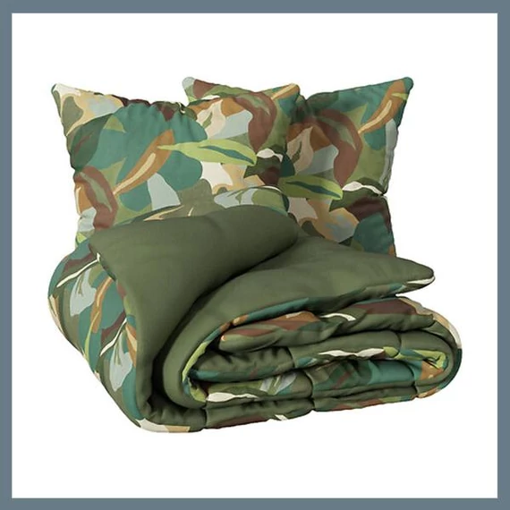 Set copripiumino Renata in percalle fantasia, 240x220 cm, verde – Cod. 209031