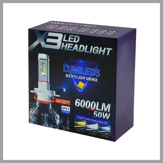 Faro X3 LED - 6000 lumen, 50W, impermeabile IP67 CD2-X3-H7