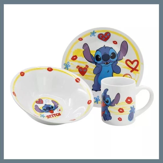 Set di stoviglie in porcellana Disney Lilo & Stitch in confezione regalo – Mod. STF88165