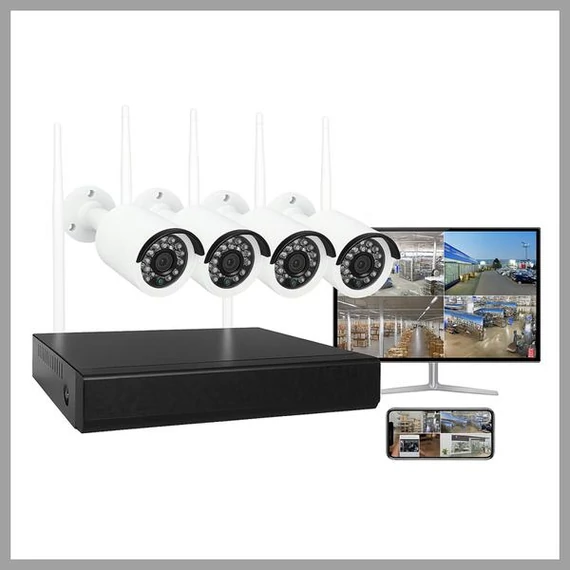Sistema di videosorveglianza con 4 telecamere – Risoluzione 4K HD, registrazione audio WIFI-4