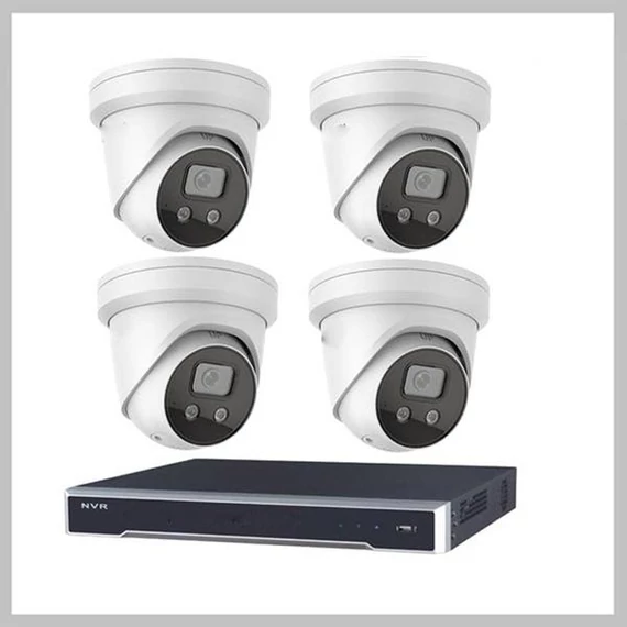 Sistema di videosorveglianza PoE con 4 telecamere – Full HD 5MP con visione notturna a colori
