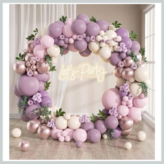 Set Decorativo con Palloncini – 99 Pezzi, Lilla e Rosa 33069285l
