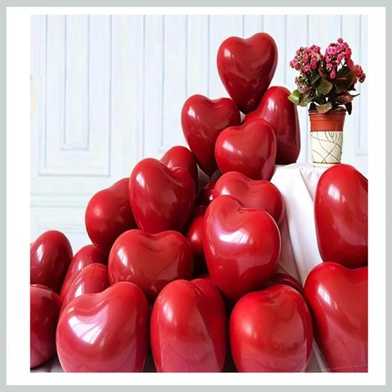 Set di Palloncini Rossi a Forma di Cuore – 50 Pezzi 39129094-50