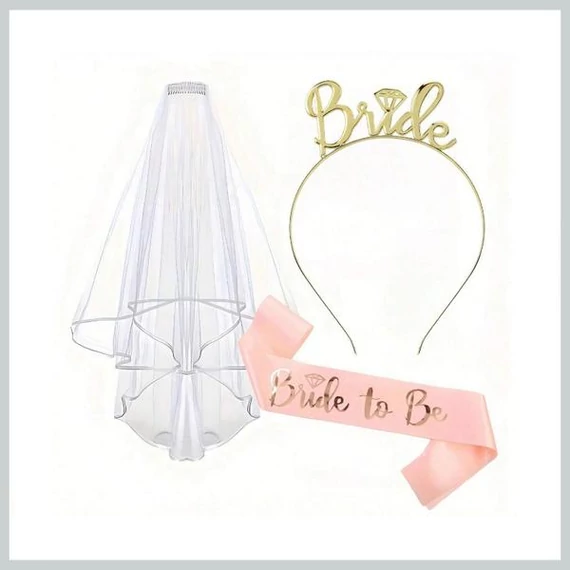 Set Addio al Nubilato “Bride to Be” – Velo + Cerchietto + Fascia 47219830r
