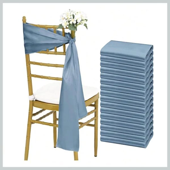 Set di Fiocchi per Sedie – Raso Azzurro, Confezione da 10 Pezzi 56079285k