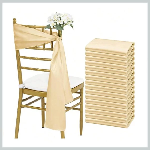 Set di Fiocchi per Sedie – Raso Champagne, Confezione da 10 Pezzi 56079285p
