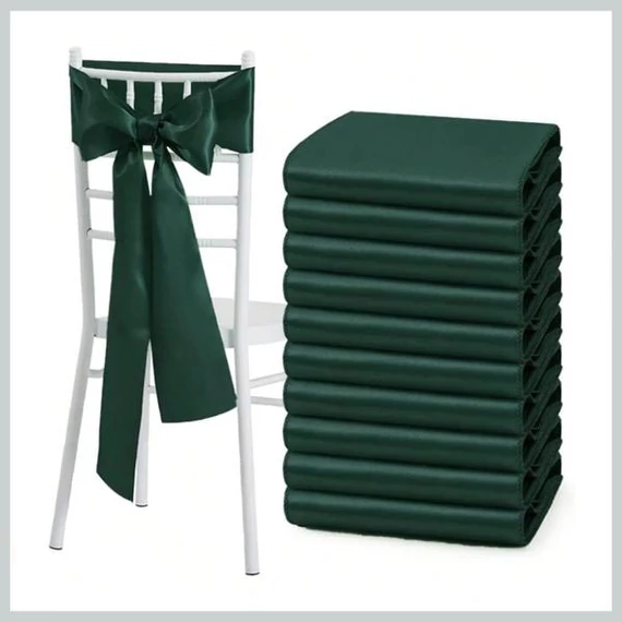 Set di Fiocchi per Sedie – Raso Verde Smeraldo, Confezione da 10 Pezzi 56079285z